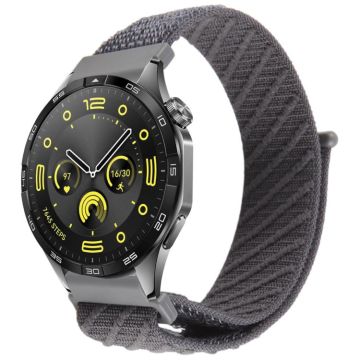 22mm Twill Nylon Loop Hook and Loop Fastener Watch Band(Grey)