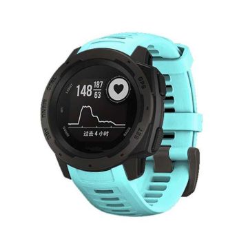 For Garmin Instinct 22mm Kalebol Steel Buckle Silicone Watch Band(Teal)