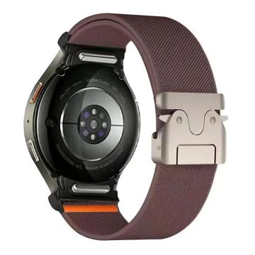 For Samsung Galaxy Watch 7 / 6 / 5 / 4 Press Button Connector Parachute Buckle Elastic Nylon Watch Band(Smoky Purple)