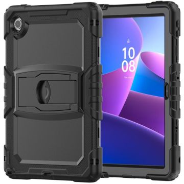 For Lenovo Tab 10.1 TB-311XU/FU Silicone Hydric PC Tablet Case with Shoulder Strap & Holder(Black)