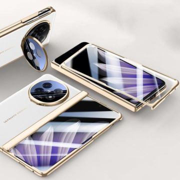 For OPPO Find N5 HD Integrated Electroplating Leather Hinge Lens Holder Phone Case(White)