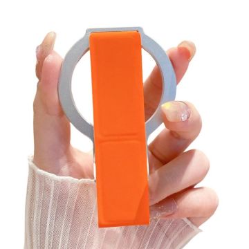 Leather Wristband Strong Magnetic Phone Holder(Orange+Silver)