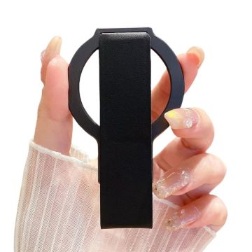 Leather Wristband Strong Magnetic Phone Holder(Black)