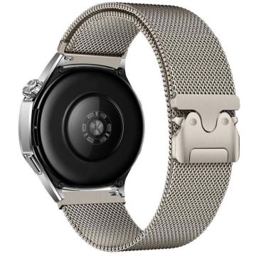22mm Parachute Buckle Milanese Metal Steel Mesh Watch Band(Titanium Color)