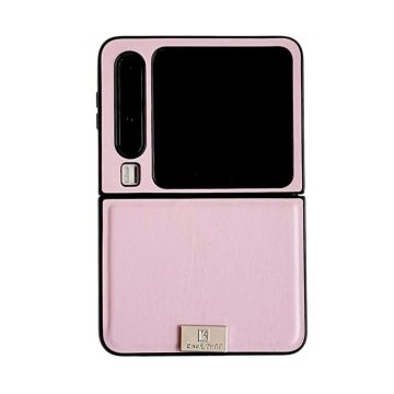 For Huawei Pura X Morandi Solid Color Leather Texture Phone Case(Pink)