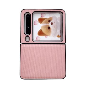For Huawei Pura X Vertical Pattern Solid Color Leather Phone Case(Pink)