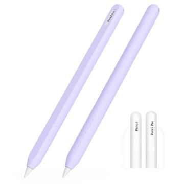For Apple Pencil 2 / Pro Integrated Anti-roll Silicone Protective Stylus Pen Case(Purple)