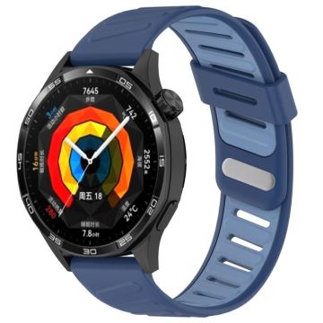 22mm Slanted Hole Two Color Silicone Watch Band(Dark Blue Light Blue)