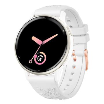 20mm Embossed Rose Gold Buckle Silicone Watch Band(White)