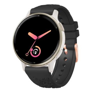 20mm Embossed Rose Gold Buckle Silicone Watch Band(Black)