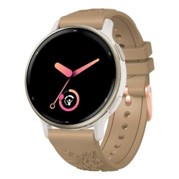 20mm Embossed Rose Gold Buckle Silicone Watch Band(Khaki)