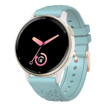 20mm Embossed Rose Gold Buckle Silicone Watch Band(Light Blue)