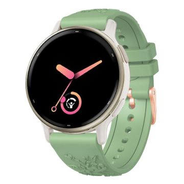 20mm Embossed Rose Gold Buckle Silicone Watch Band(Light Green)