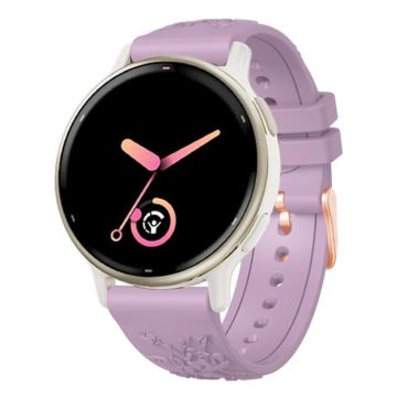 20mm Embossed Rose Gold Buckle Silicone Watch Band(Light Purple)