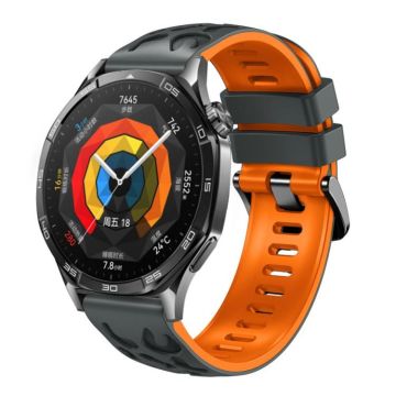 22mm Two Color Printed Silicone Watch Band(Grey Orange)