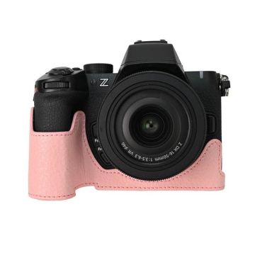 For Nikon Z50II Litchi Texture PU Leather Camera Half Case Base(Pink)