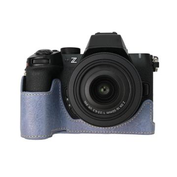 For Nikon Z50II Litchi Texture PU Leather Camera Half Case Base(Blue)