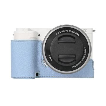 For Sony ZV-E10 Litchi Texture PU Leather Camera Half Case Base(Blue)