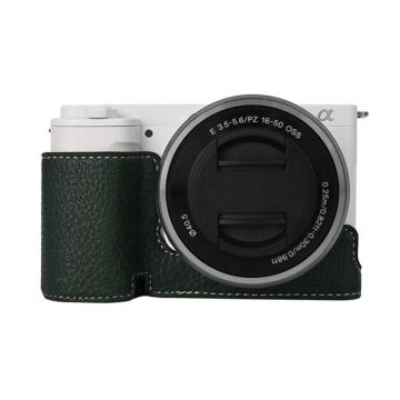 For Sony ZV-E10 Litchi Texture PU Leather Camera Half Case Base(Green)