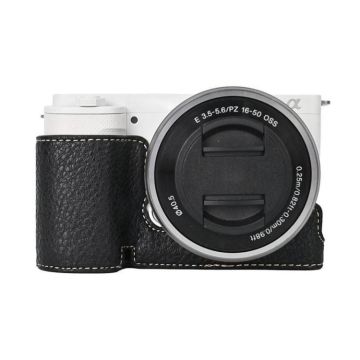 For Sony ZV-E10 Litchi Texture PU Leather Camera Half Case Base(Black)