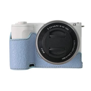 For Sony Alpha ZV-E10 II / ZV-E10M2 Litchi Texture PU Leather Camera Half Case Base(Blue)