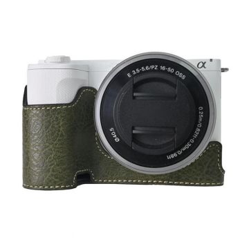 For Sony Alpha ZV-E10 II / ZV-E10M2 Litchi Texture PU Leather Camera Half Case Base(Green)