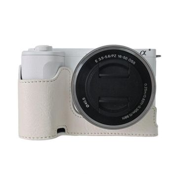 For Sony Alpha ZV-E10 II / ZV-E10M2 Litchi Texture PU Leather Camera Half Case Base(White)