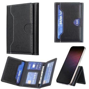 Oily Leather Horizontal Magnetic Wallet Card Bag Case(Black)