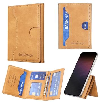 Oily Leather Horizontal Magnetic Wallet Card Bag Case(Yellow)