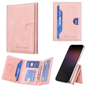 Oily Leather Horizontal Magnetic Wallet Card Bag Case(Pink)