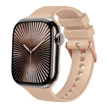 For Apple Watch 42mm / 41mm / 40mm / 38mm Plain Solid Color Rose Gold Buckle Silicone Watch Band(Apricot)