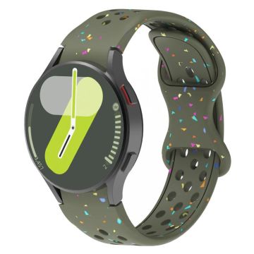 For Samsung Galaxy Watch 7 40 / 44mm Eco-Friendly Granular Colorful Dots Silicone Watch Band(Army Green)