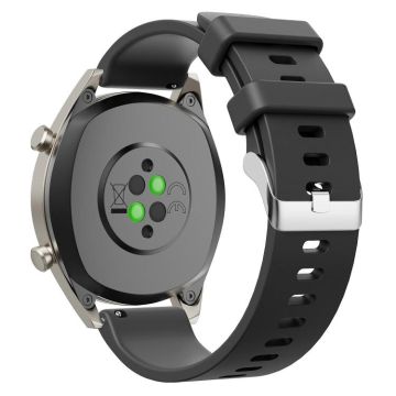 20mm Glossy Silicone Watch Band(Black)