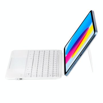 For iPad 2025 / 2022 U8 Magic Folio Ultra-thin RGB Backlight Touchpad BT Keyboard Leather Case(White)