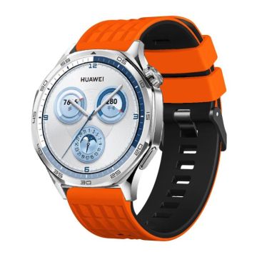 22mm Angular Two Color Silicone Watch Band(Orange Black)
