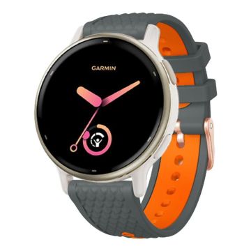 20mm Fish Scale Texture Two Color Silicone Watch Band(Charcoal Orange)