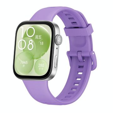 For Huawei Watch Fit3 / Fit4 / Fit4 Pro Colorful Buckle Solid Color Silicone Watch Band(Purple)