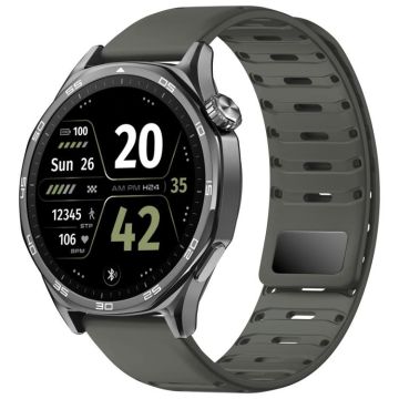 22mm Universal Shark Magnetic Breathable Silicone Watch Band(Dark Green)