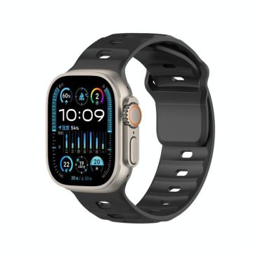 For Apple Watch 46mm / 49mm / 45mm / 44mm Dual-Color Mecha Armor Silicone Watch Band(Black)