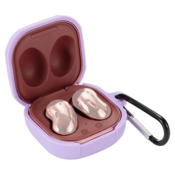 Anti-fall Silicone Earphone Protective Case with Hook For Samsung Galaxy Buds Live/ Buds2 / Buds Pro / Buds2 Pro (Purple)