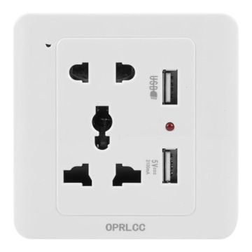Universal Standard Wall Socket with 2 x USB Ports