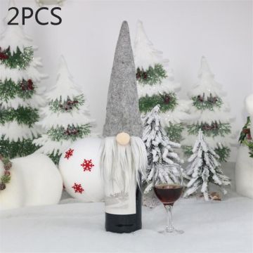 2 PCS CX20214 Faceless Doll Wine Bottle Bag Christmas  Decoration(Grey)