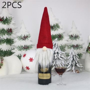 2 PCS CX20214 Faceless Doll Wine Bottle Bag Christmas  Decoration(Red)