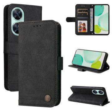 For Huawei nova 11i / Maimang 20 5G / Enjoy 60 Pro Skin Feel Life Tree Metal Button Leather Phone Case (Black)