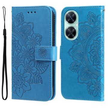 For Huawei nova 11i / Maimang 20 5G / Enjoy 60 Pro 7-petal Flowers Embossing Leather Phone Case (Blue)