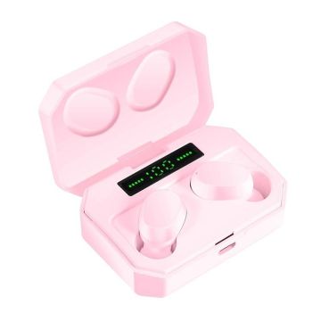 DT-14 Wireless Two Ear Bluetooth Headset Supports Touch & Smart Magnetic Charging & Power On Automatic Pairing(Pink)
