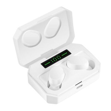 DT-14 Wireless Two Ear Bluetooth Headset Supports Touch & Smart Magnetic Charging & Power On Automatic Pairing(White)