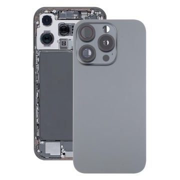 For iPhone 16 Pro Max Original Glass Battery Back Cover with Camera Lens Cover(Black)
