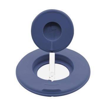 2 in 1 Silicone Desktop Wireless Charger Telescopic Stand For iPhone / Watch Wireless Charger (Gray Blue)