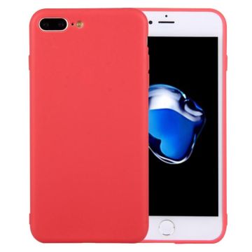 For iPhone 8 Plus & 7 Plus   Solid Color TPU Protective Case Without Round Hole(Red)